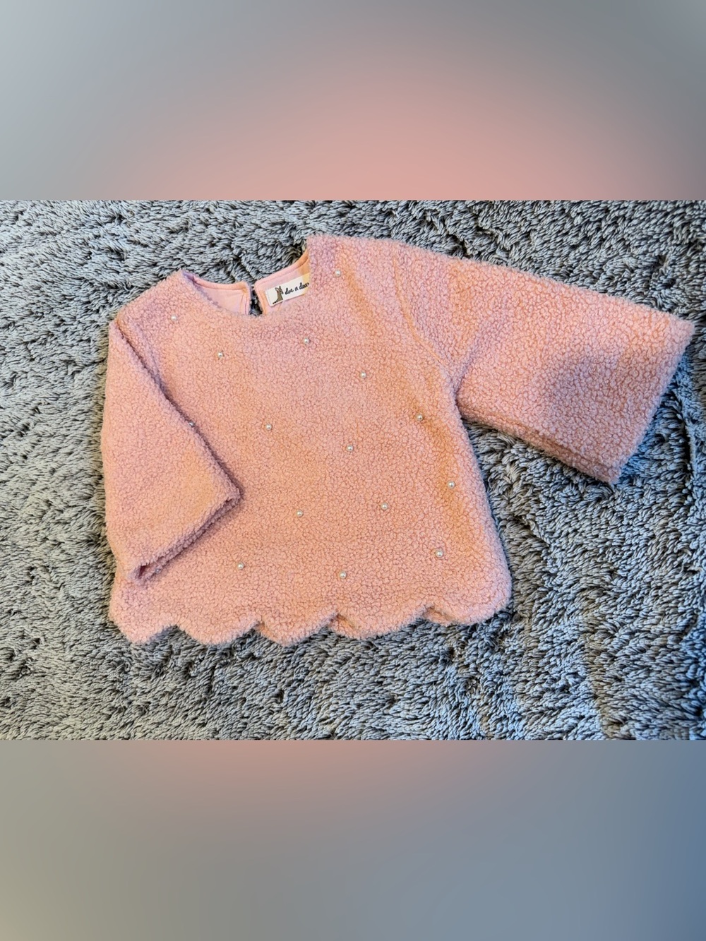 Doe a Deer Pearl-Accent Pink Sherpa Top for Kids